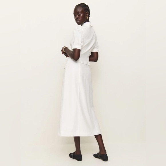 Reformation Marcie Two Piece Set – White Cotton Top & Midi Skirt - Picture 10 of 11